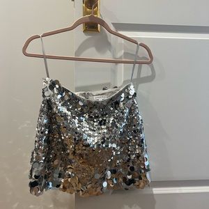 Gianni Bini Sequin Mini Skirt Silver